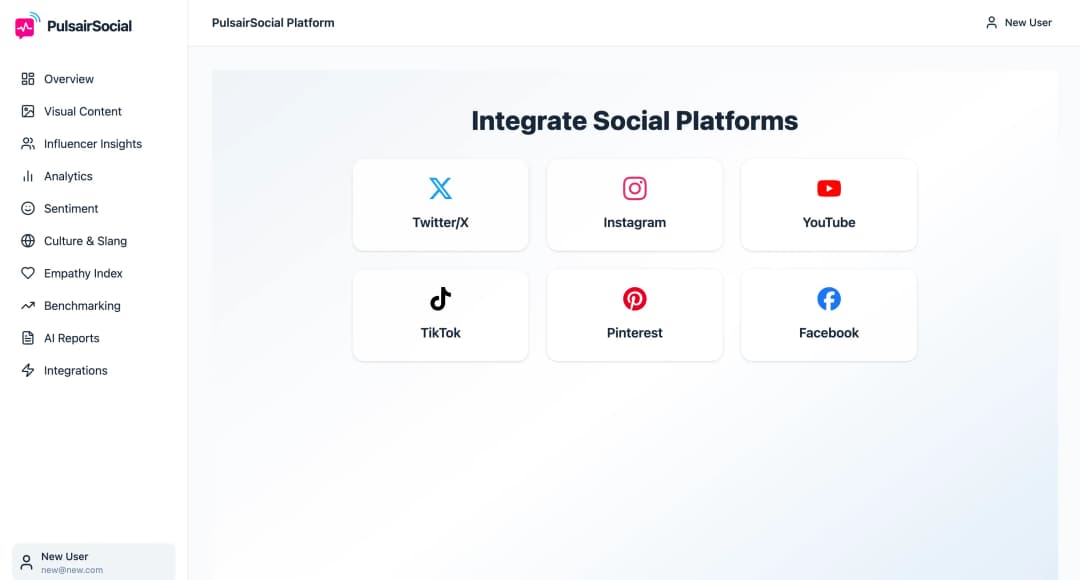 PulsairSocial Connect Platform Screen