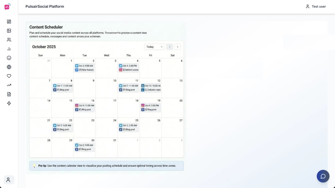 PulsairSocial Content Scheduler Screenshot