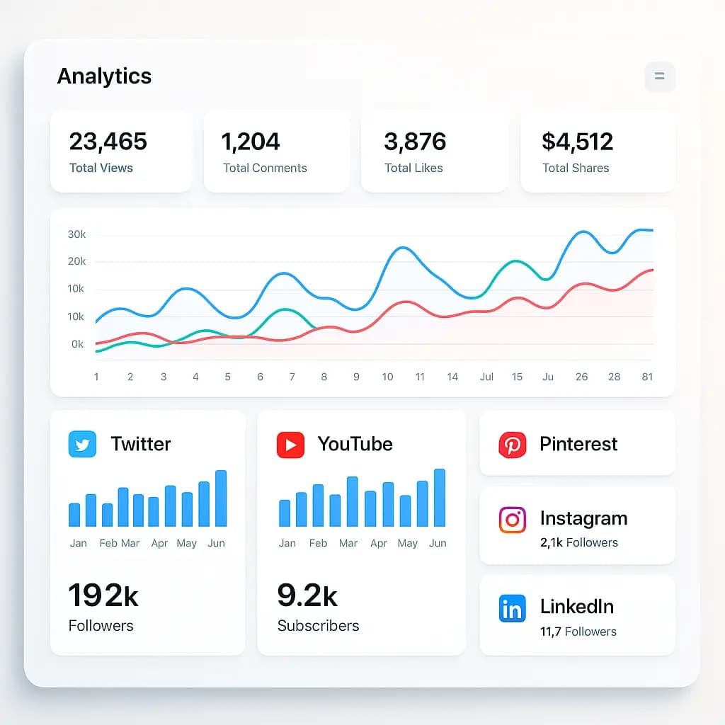 Trends dashboard preview across social platforms